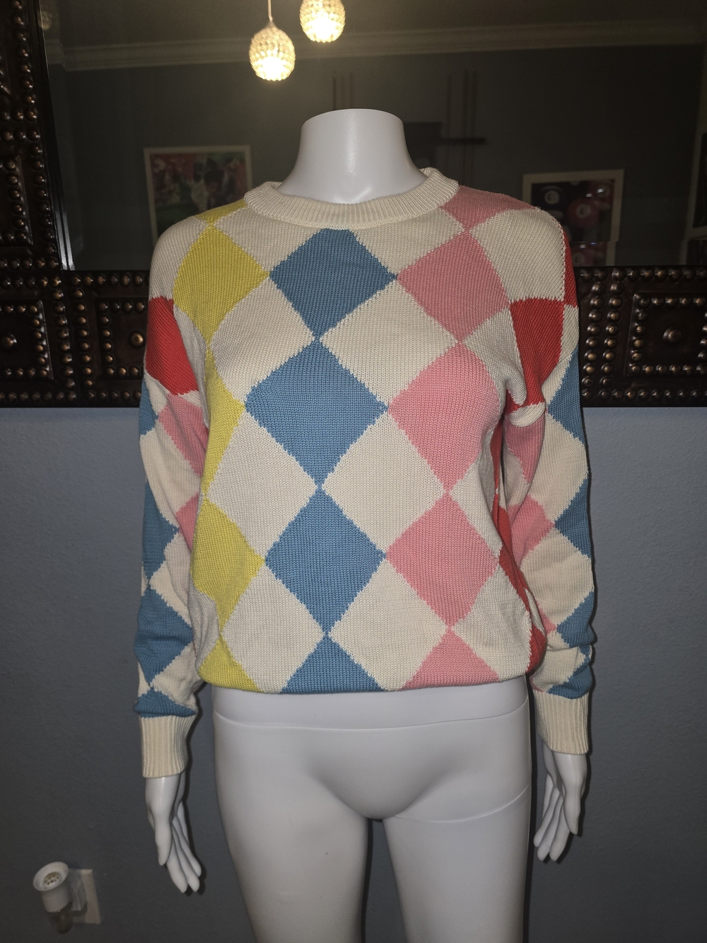 Boden Pastel Argyle Mulitcolor Crewneck Sweater